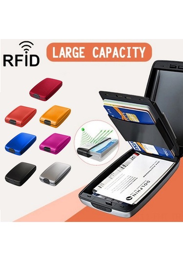 Hangfox Alüminyum Rfıd Korumalı Çok İşlevli Kart Çantası - Para Ve Kart Saklama Cihazı - Gümüş Renkli Gümüş