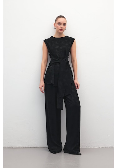 Sateen Camila Pantolon - Siyah-137185 siyah