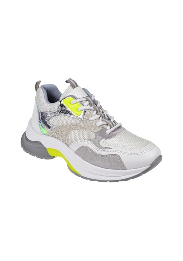 Pullman Simli Kadın Spor Ayakkabı Sneaker Sms-30162 Beyaz Simli-beyaz Simli Beyaz