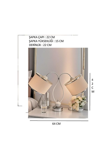 Kuğu Abajur Metal Gövde Kumaş Başlık Siyah