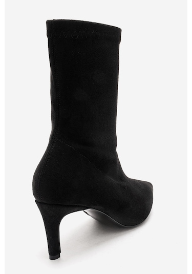 Luvishoes Rossano Siyah Süet Kadın İnce Topuklu Bot Siyah Süet