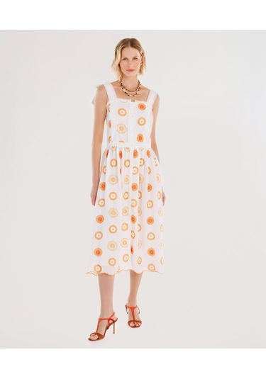 Yargıcı Brode Detaylı Kolsuz Uzun Elbise 25ykel7058x 037 Ekru