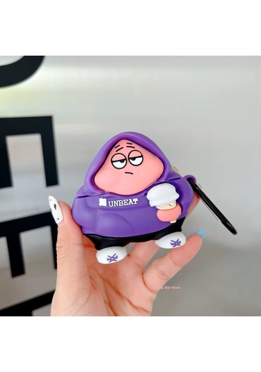 Apple Airpods Pro 3. Nesil 2025 Uyumlu Figürlü Silikon Kılıf Anahtarlıklı Kılıf Mor