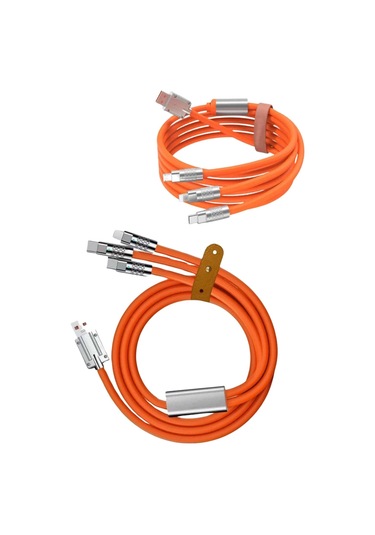 120w 3 İn 1 Uyumlu Silikon Şarj Kablosu Hızlı Şarj Kablosu