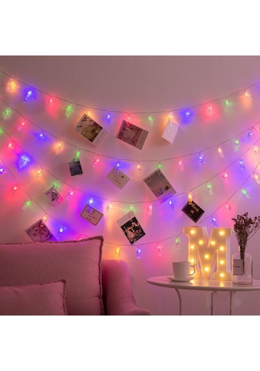 Çok Renkli Led Kart Fotoğraf Klipleri Led Dize Peri Işıklar Pil Kumandalı Led Noel Işık Garlands Düğün Sevgililer Duvar Dekorasyonu 1.3m 10led Çok Renkli