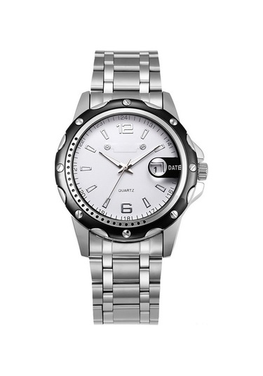 Xindoker Erkekler İçin Sulu Dayanıklı Klasik Kol Saati, Takvimli Büyük Dial, Ticari Kuvars Saat, Beyaz Dial Ve Çelik Kayışlı-2 Altın