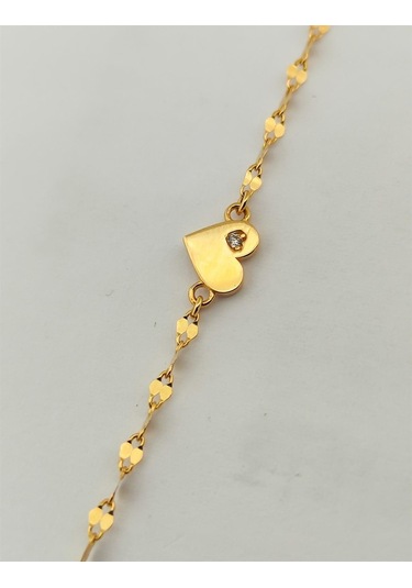 Pırlant Kalpli Boomerang Altın Bileklik