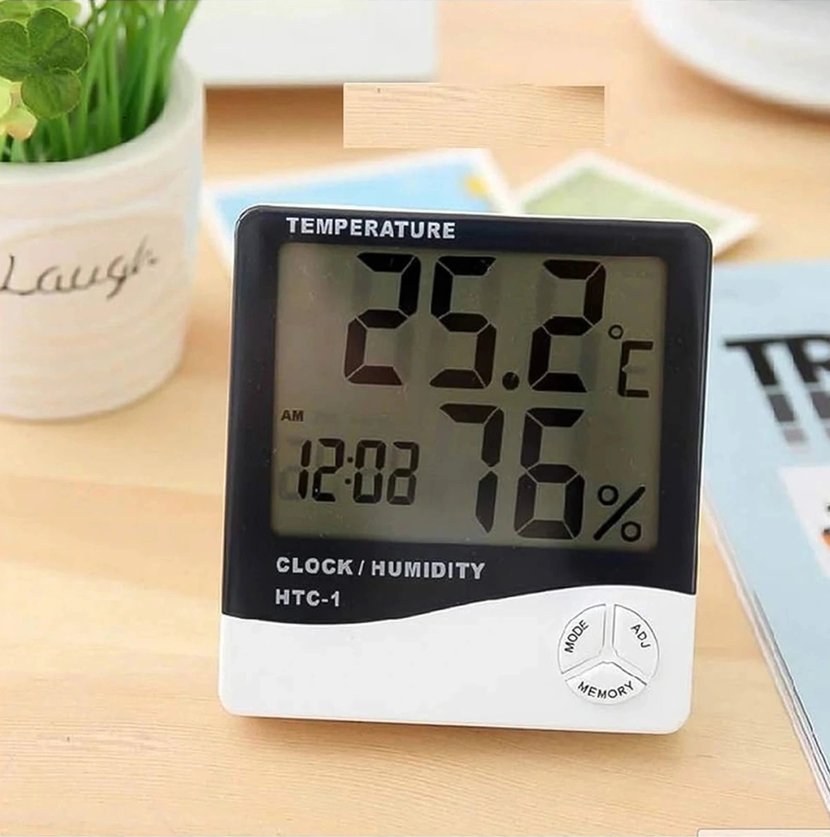 Dijital Oda Termometre Sıcaklık Ve Nem Ölçer Masa Saati Alarm Beyaz