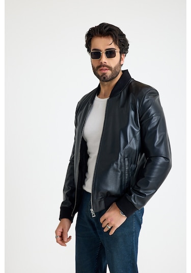 Franko Armondi Bomber Erkek Deri Ceket E63-klj-409-15866 Siyah