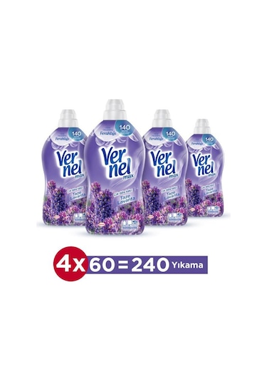 Vernel Max Konsantre Çamaşır Yumuşatıcısı Taze Lavanta  4 x 1440 ML