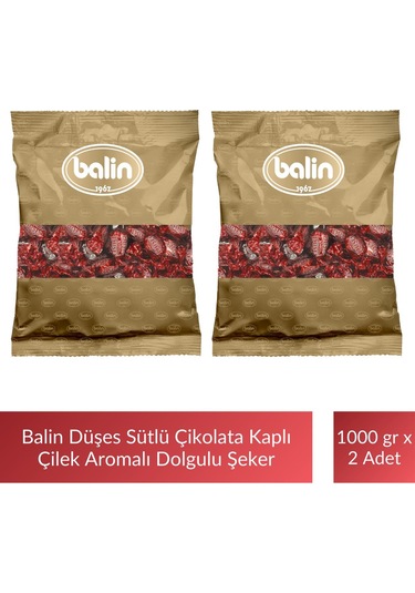Balin Düşes Çikolata Kaplı Çilek Aromalı Sert Şeker 1000 Gr X 2 Adet
