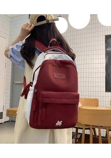 Genç Kızlar İçin Şık Ve Konforlu Ortaokul Lise Üniversite Öğrenci Sırt Çantası 2023 Yeni Tasarım Okul Çantası Modelleri Kirmizi