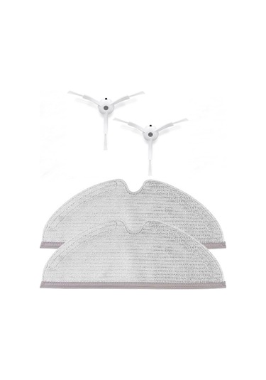 iBrush Roborock S50/S55 Uyumlu 2Li Yan Fırça Ve 2Li Fiber Bez