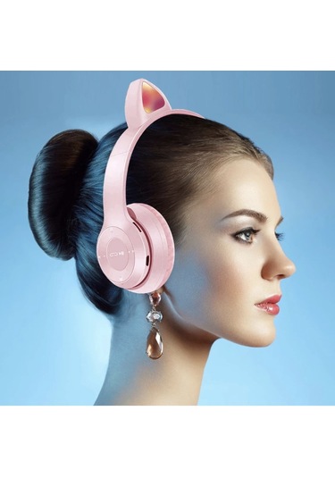 Rosepremium P47M Bluetooth 5.0 Kedi Tasarımlı Katlanabilir  Kulak Üstü Kulaklık