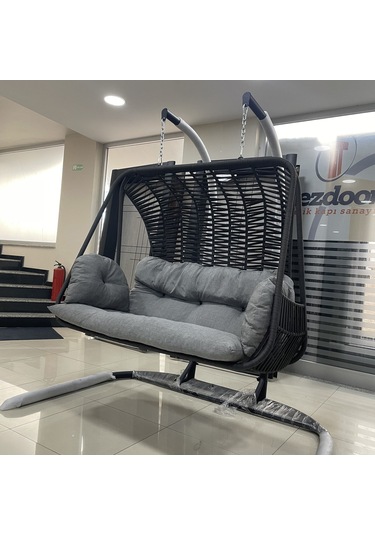Çift Kişilik Gri Renk Salıncak Antrasit