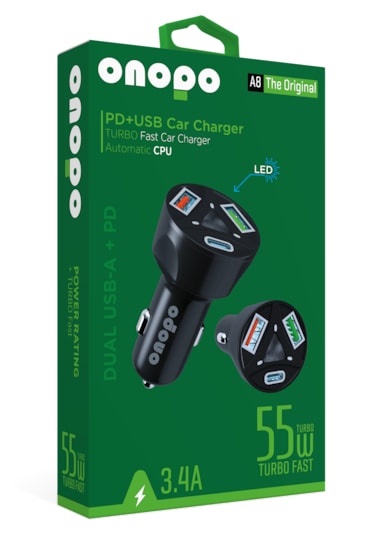 3.4a Type-c Pd Ve Çift Usb Girişli Turbo Hızlı Araç Şarjı 55w -