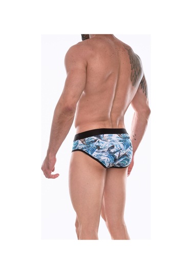 Erkek Dalga Desenli Slip Külot Gri Melanj