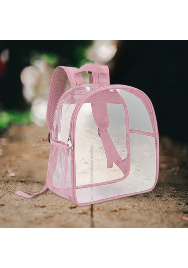 Homyl Şeffaf Sırt Çantası Pvc Mini Dayanıklı Gizli Sakli Pembe