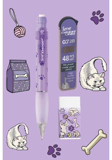 Serve Set- Defter, Serve Deep Uclu Kalem, Silgi Lavanta