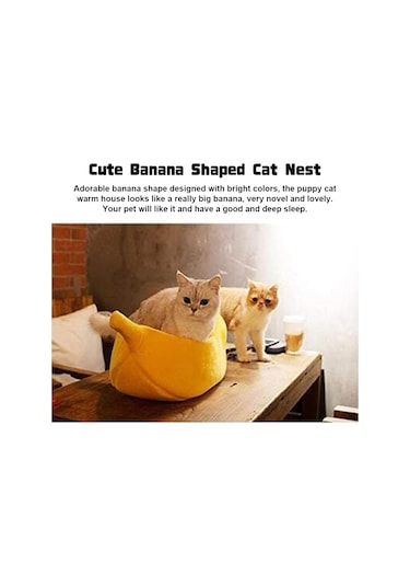 Leezsing Sevimli Muz Şeklinde Kedi Yuvası Evcil Hayvan Yatağı Yavru Kedi Sıcak Ev Yatağı Kış İçin Yumuşak Sıcak Kedi Yatağı Sevimli Evcil Hayvan Malzemeleri