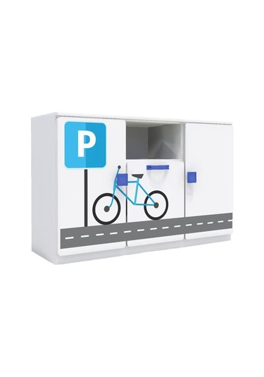 1 Çekmeceli 2 Kapaklı Dolap Şehir Temalı Anaokulu Kreş Çocuk Odas Beyaz - Gri