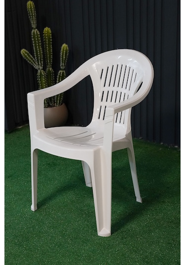 Plastik Bahar Kollu Bahçe Balkon Koltuk Beyaz 4 Adet Beyaz