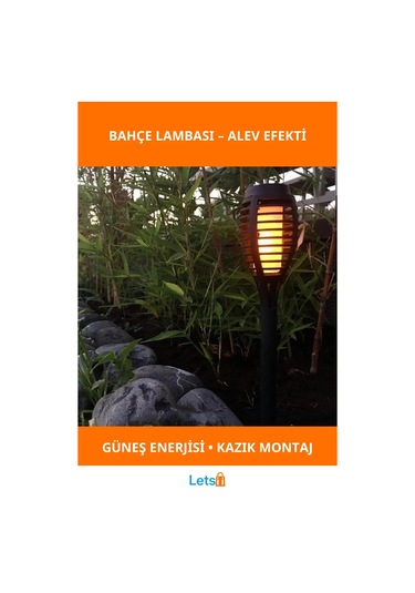 Güneş Enerjili Su Geçirmez Alev Efektli Bahçe Lambası Çok Renkli