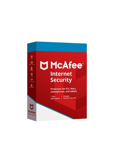 McAfee internet Security - 5 Cihaz 1 Yıl Abonelik Kodu (Windows/MAC/Android/Apple Uyumlu iOS)
