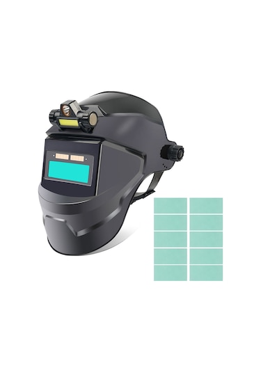 Hallow Geevorks  Led Işık İle Kaynak Kaskı Otomatik Kararan Güneş Enerjili E24883-1