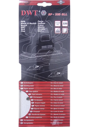 DWT SP-320SLL Dikdörtgen Delikli Zımpara Kağıdı 115x280mm 320 Kum