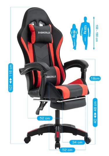 Fashcolle Red Star Işıklı - Masaj Özellikli Oyuncu Koltuğu Kırmızı-siyah Fashcolle Red Star Işıklı - Masaj Özellikli Oyuncu Koltuğu Kırmızı-siyah