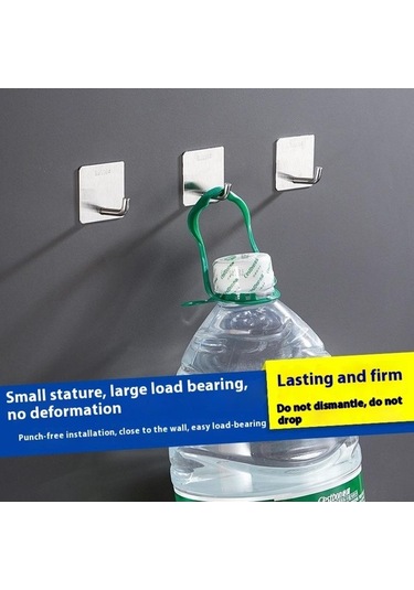 Dancemonkey Siyah Paslanmaz Çelik 4'lü Duvara Monte Kancalar Mutfak/banyo Asma Kancası 304 Wf Siyah