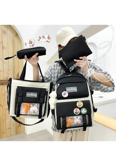 Zyzqstore Xps&bag 4'lü Okul Çantası Seti - Siyah, Çocuklar İçin Mükemmel Seçim Siyah