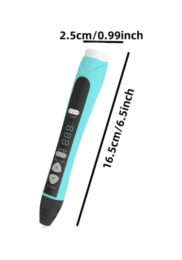 Honeybeeshop Profesyonel 3d Yazıcı Kalem Seti Mavi 5 Metre 20 Renk Led Ekranlı Çok Modlu Dıy Çizim Aracı