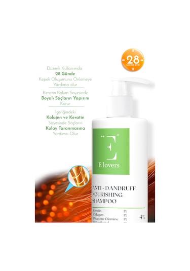 E'lovers Kepeğe Karşı Etkili Besleyici 2'si 1 Arada Şampuan ve Saç Kremi 400 ML