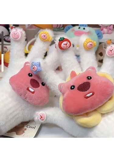 Cilt Bakımı İçin Hayvan Stili Kalınlaştırılmış Sıcak Peluş Parmak Eldivenleri, Süper Yumuşak, Güçlü Ve Soğuğa Dayanıklı