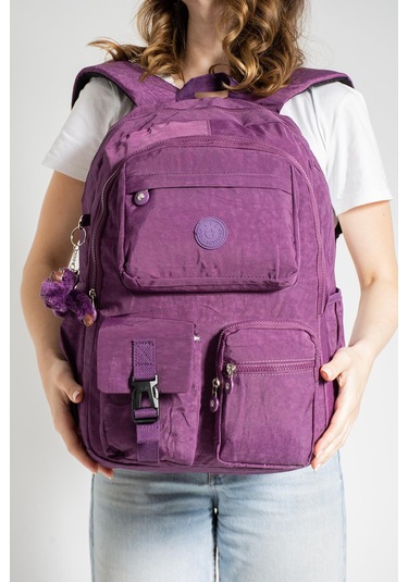 Ultra Hafif Çok Cepli Su Geçirmez Sırt Çantası Mor Model: 571-1k - Mor