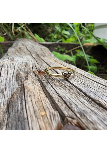 Love Kalp Şampanya Renkli Minimal Estetik 14 Ayar Altın Yüzük-Hed 552950132