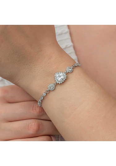 Blackcraft 925 Ayar Gümüş Kalpli Su Yolu Kadın Bileklik Bc-052bc2 Renkli