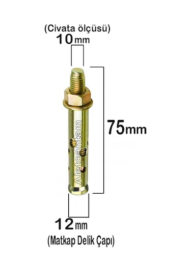 Aletçantam Çelik Dübel Gömlekli 10x75 (12mm) - 10 adet
