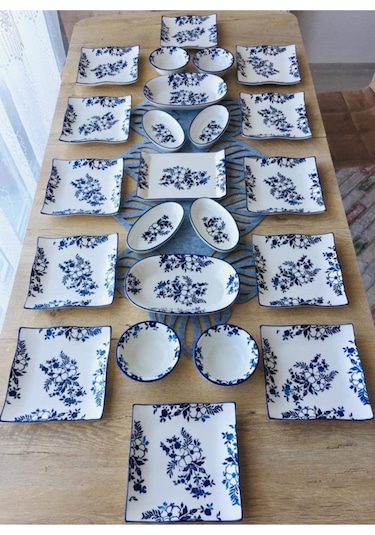 Yasmin Desen 12 Kişilik Kahvaltı Takımı Mavi