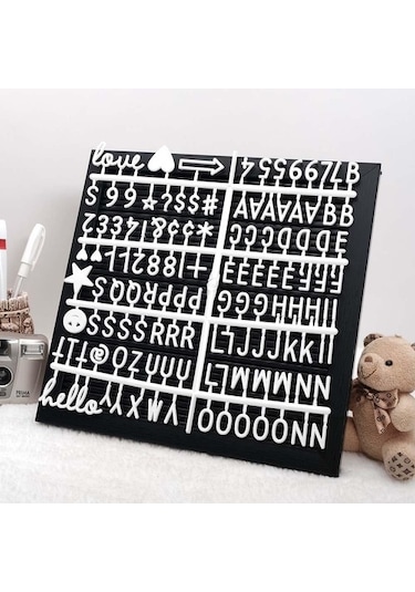 Değiştirilebilir Siyah Yazı Panosu Mesaj Tahtası - Beyaz Harf Set