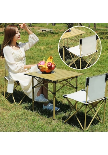 Orta Boy Siyah Katlanır Kamp Masası Piknik Seti Çanta Masa Siyah