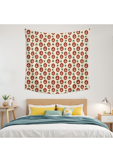 Noel Desenli 59x59 İnç Kare Duvar Halısı, Yumuşak Kumaş, Oturma Ve Yatak Odası Dekoru İçin