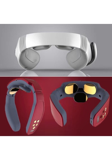 Boyun Bakım Aleti Omuz Servikal Verte Boyun Meridyen Masajı Elektroterapi Servikal Omurga Aleti - Kırmızı