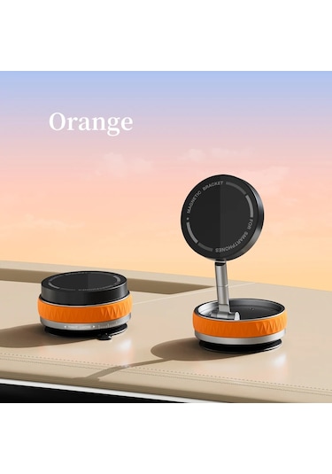 Goldenqian 360 Iphone Xiaomi Huawei İçin Manyetik Vakum Vantuz Tutucu Evrensel Cep Telefonu Tutucu Çok Senaryolu İçin Katlanır Stand Orange Orange
