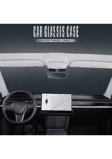 Moly Tesla Model 3 İçin Gri Plastik Gözlük Kutusu - Kolay Montajlı Araç İçi Saklama Kutusu