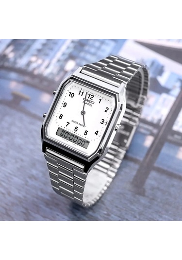 Casio Aq-230a-7bmq Retro Quartz Çelik Gri 28 Mm Erkek Kol Saati