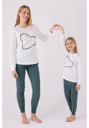 Arnetta 3050 Kız Çocuk Love Uzun Kol Pijama Takım Krem