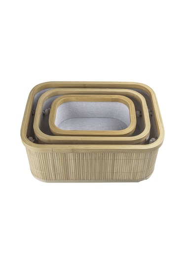 Decolove Bambu Çok Amaçlı Üçlü Sepet